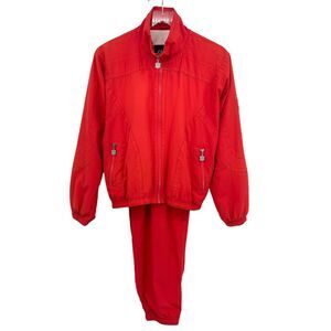 Kaelin Red 2 pc Track Suit Women's Petite Large Jacket & Pants Vintage 80s 90s